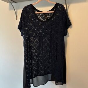 Lane Bryant Black Asymmetrical Sequin Blouse
